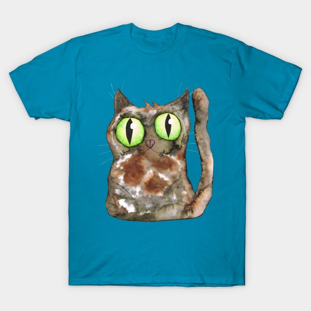 Tortoiseshell cat T-Shirt by Bwiselizzy